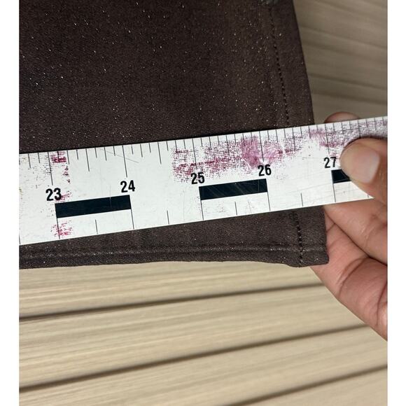 PAIGE Claudine Bronze Shimmer Luxe Coating Ankle Flare Jeans Size 26 - Picture 8 of 16